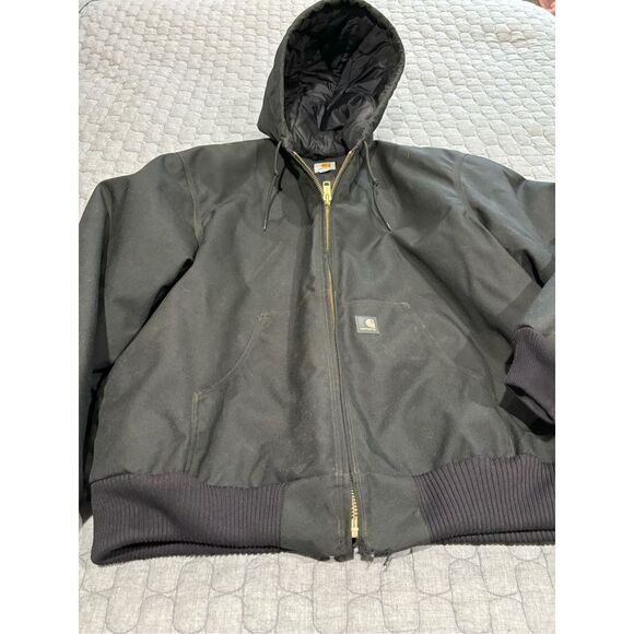 Men’s black Carhartt hooded coat and bib overalls. Size XL/38/32 - Picture 1 of 16